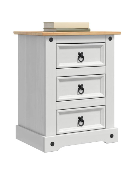 Comodino con cassetto Bianco 53 x 39 x 66 cm Pino massello