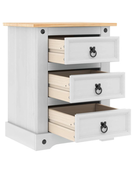 Comodino con cassetto Bianco 53 x 39 x 66 cm Pino massello