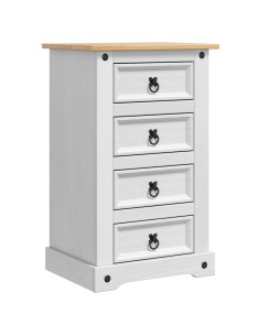 Comodino con cassetto Bianco 53 x 39 x 84 cm Pino massello 2