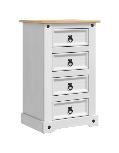 Comodino con cassetto Bianco 53 x 39 x 84 cm Pino massello