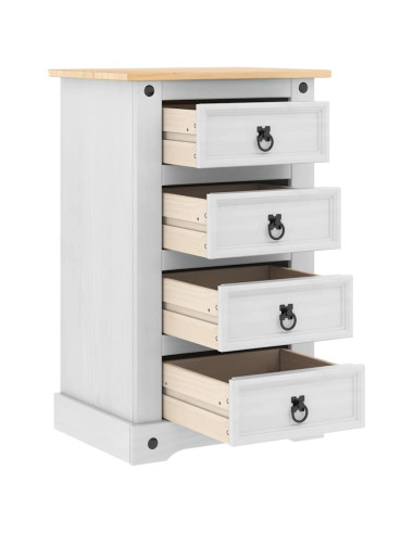 Comodino con cassetto Bianco 53 x 39 x 84 cm Pino massello