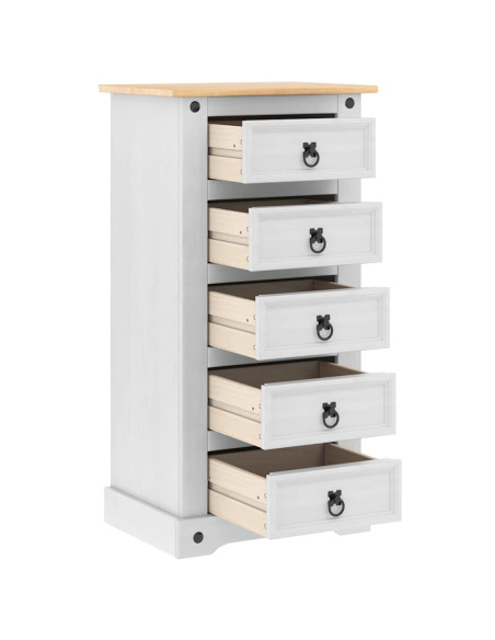 Comodino con cassetto Bianco 53 x 39 x 103 cm Pino massello