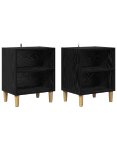 Armadietto per letto 2 pcs Rovere Nero 40 x 30 x 50 cm 2