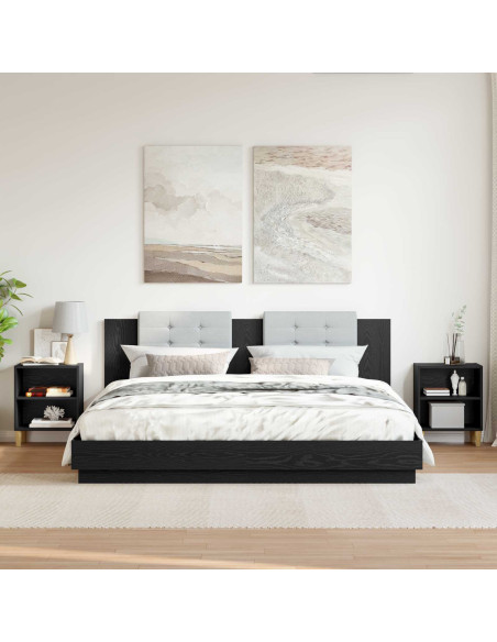 Armadietto per letto 2 pcs Rovere Nero 40 x 30 x 50 cm