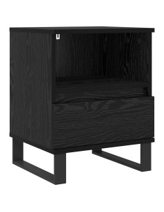 Armadietto per letto con cassetto Rovere Nero 40 x 35 x 50 cm 2