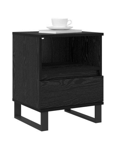 Armadietto per letto con cassetto Rovere Nero 40 x 35 x 50 cm