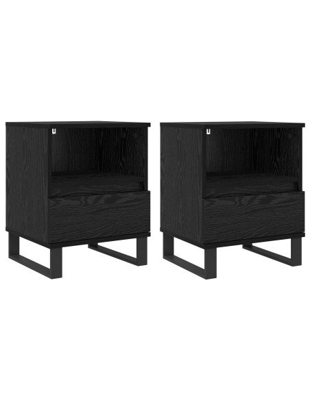 Armadietto per letto con cassetto Rovere Nero 40 x 35 x 50 cm