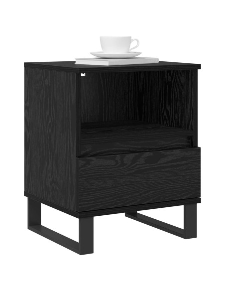 Armadietto per letto con cassetto Rovere Nero 40 x 35 x 50 cm