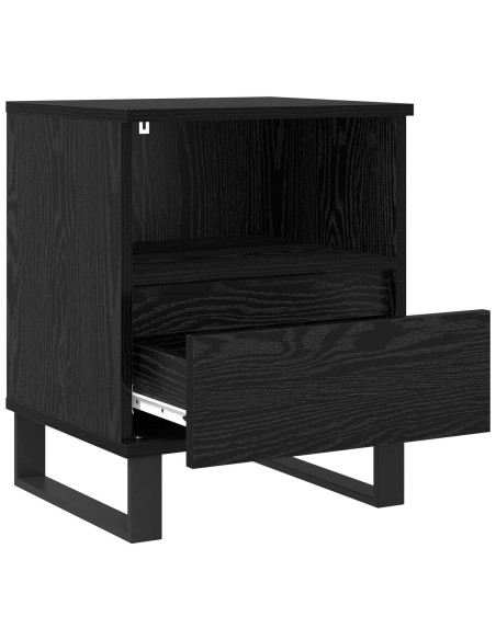 Armadietto per letto con cassetto Rovere Nero 40 x 35 x 50 cm