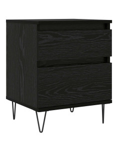 Armadietto per letto con cassetto Rovere Nero 40 x 35 x 50 cm 2