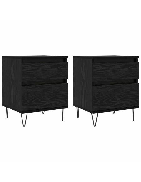 Armadietto per letto con cassetto Rovere Nero 40 x 35 x 50 cm