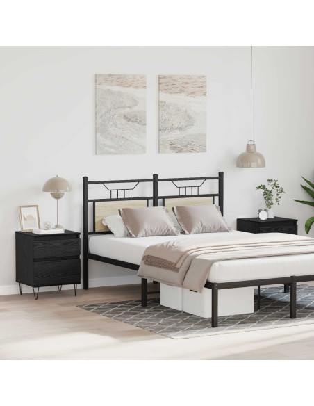 Armadietto per letto con cassetto Rovere Nero 40 x 35 x 50 cm