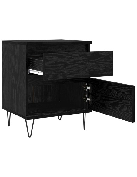 Armadietto per letto con cassetto Rovere Nero 40 x 35 x 50 cm