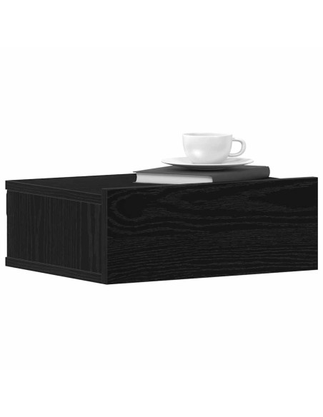 Comodino sospeso Rovere Nero 40x32x15 cm in Legno ingegnerizzato