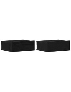 Comodini sospesi 2 pz Rovere Nero 40x32x15 cm Legno ingegnerizzato 2