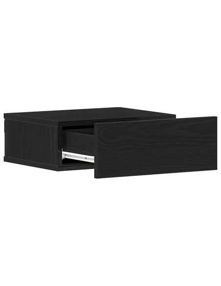 Comodini sospesi 2 pz Rovere Nero 40x32x15 cm Legno ingegnerizzato