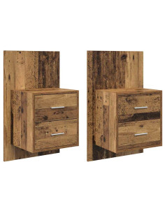 Mobiletto da comodino a parete con cassetto 2 pcs Legno vecchio 2