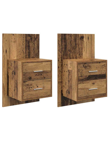 Mobiletto da comodino a parete con cassetto 2 pcs Legno vecchio