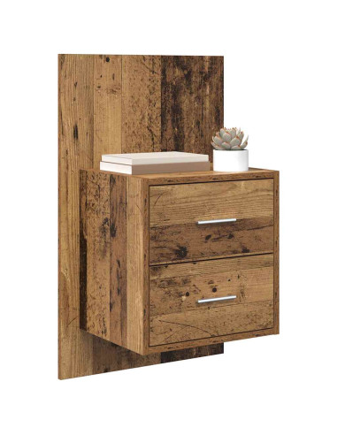 Mobiletto da comodino a parete con cassetto 2 pcs Legno vecchio