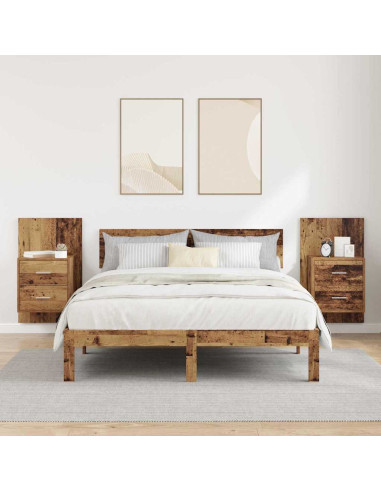 Mobiletto da comodino a parete con cassetto 2 pcs Legno vecchio