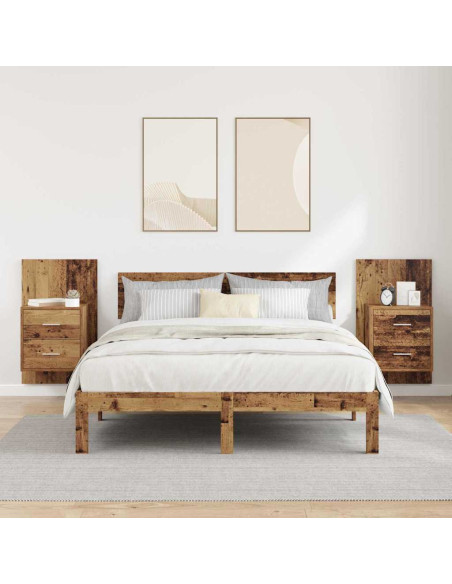 Mobiletto da comodino a parete con cassetto 2 pcs Legno vecchio