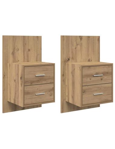 Mobiletto da comodino a parete 2 pcs Rovere artigianale