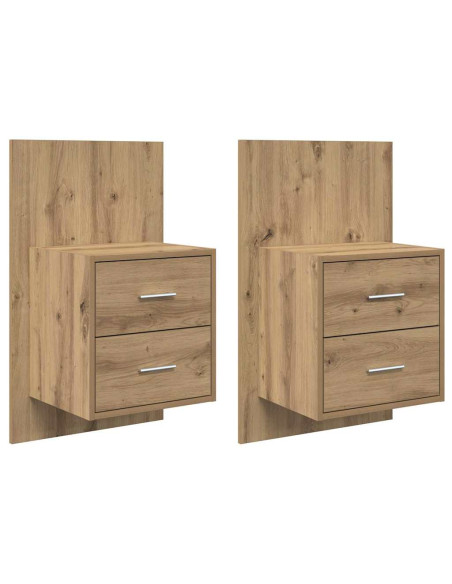 Mobiletto da comodino a parete 2 pcs Rovere artigianale