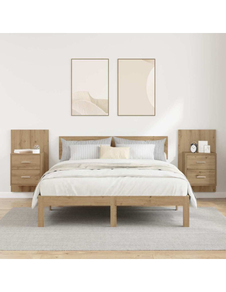 Mobiletto da comodino a parete 2 pcs Rovere artigianale