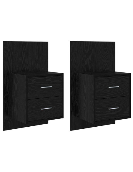 Mobiletto da comodino a parete con cassetto 2 pcs Rovere Nero