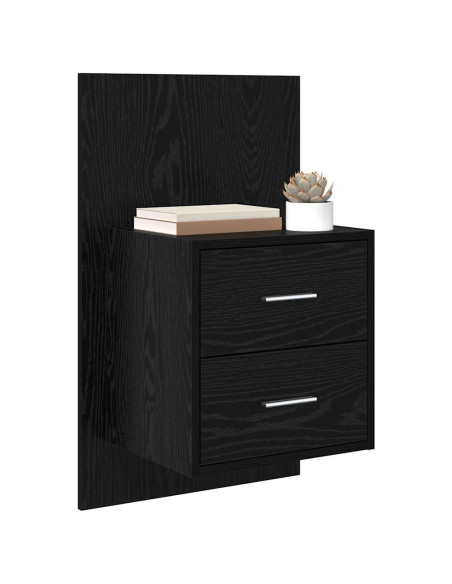 Mobiletto da comodino a parete con cassetto 2 pcs Rovere Nero