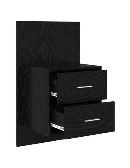 Mobiletto da comodino a parete con cassetto 2 pcs Rovere Nero