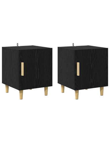 Armadio da Notte 2 pcs Rovere Nero 40 x 40 x 50 cm