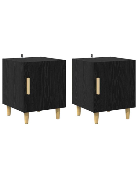 Armadio da Notte 2 pcs Rovere Nero 40 x 40 x 50 cm