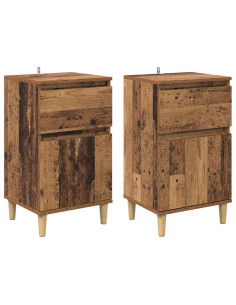 Armadio da Notte 2 pcs Legno vecchio 40 x 35 x 70 cm 2