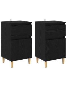 Armadio da Notte con cassetto 2 pcs Rovere Nero 40 x 35 x 70 cm 2