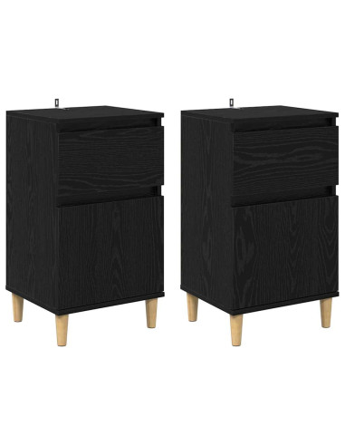 Armadio da Notte con cassetto 2 pcs Rovere Nero 40 x 35 x 70 cm