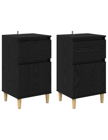 Armadio da Notte con cassetto 2 pcs Rovere Nero 40 x 35 x 70 cm