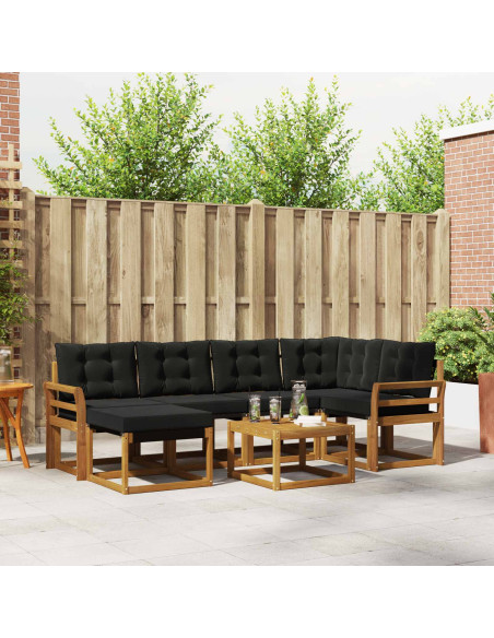 Set di divani da esterno con cuscino 7 pcs Naturale e Nero