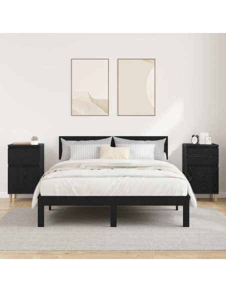 Armadio da Notte con cassetto 2 pcs Rovere Nero 40 x 35 x 70 cm