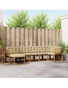 Set di divani con cuscino 7 pcs Naturale e Beige