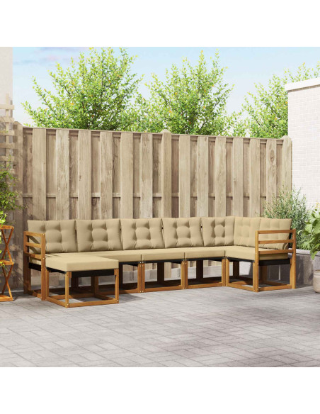 Set di divani con cuscino 7 pcs Naturale e Beige