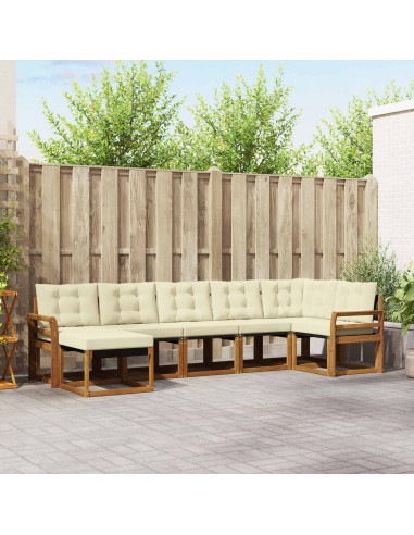 Set di divani da esterno con cuscino 7 pcs Naturale e Crema