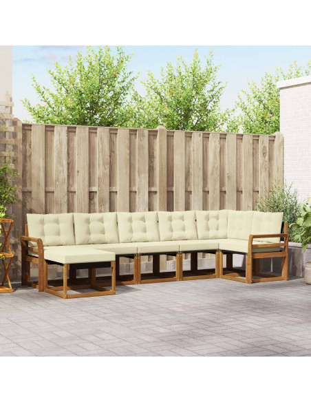 Set di divani da esterno con cuscino 7 pcs Naturale e Crema