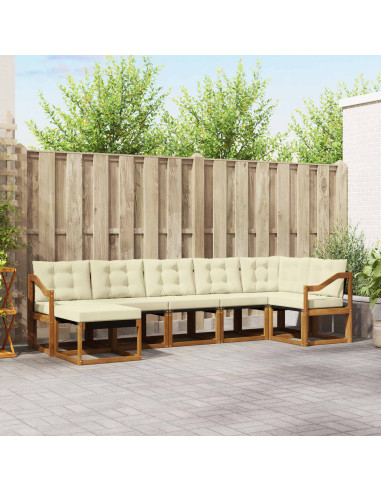 Set di divani da esterno con cuscino 7 pcs Naturale e Crema