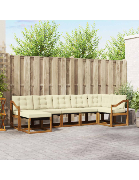 Set di divani da esterno con cuscino 7 pcs Naturale e Crema