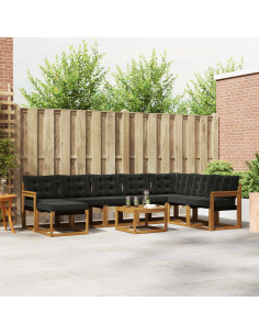 Set di divani da esterno con cuscino 9 pcs Naturale e Nero