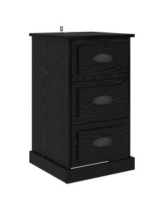 Armadio da Notte con cassetto Rovere Nero 39 x 39 x 67,5 cm 2