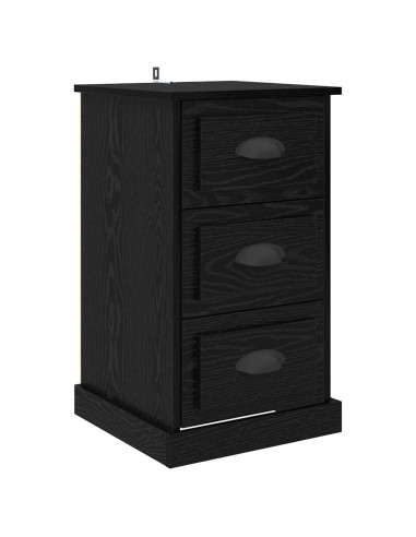 Armadio da Notte con cassetto Rovere Nero 39 x 39 x 67,5 cm