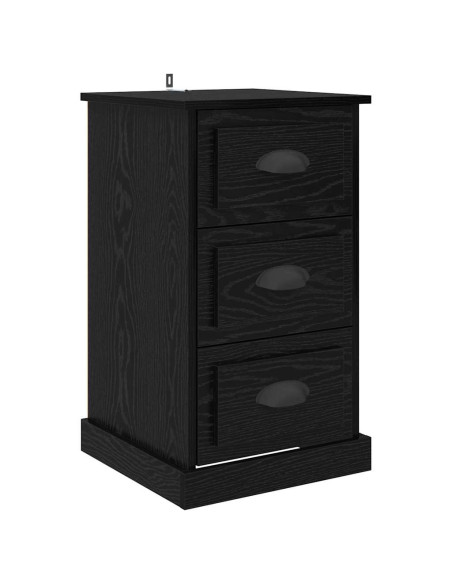 Armadio da Notte con cassetto Rovere Nero 39 x 39 x 67,5 cm