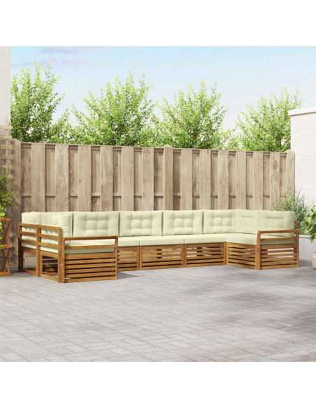 Set divani 7 pcs Naturale e Crema Legno di Acacia Massello